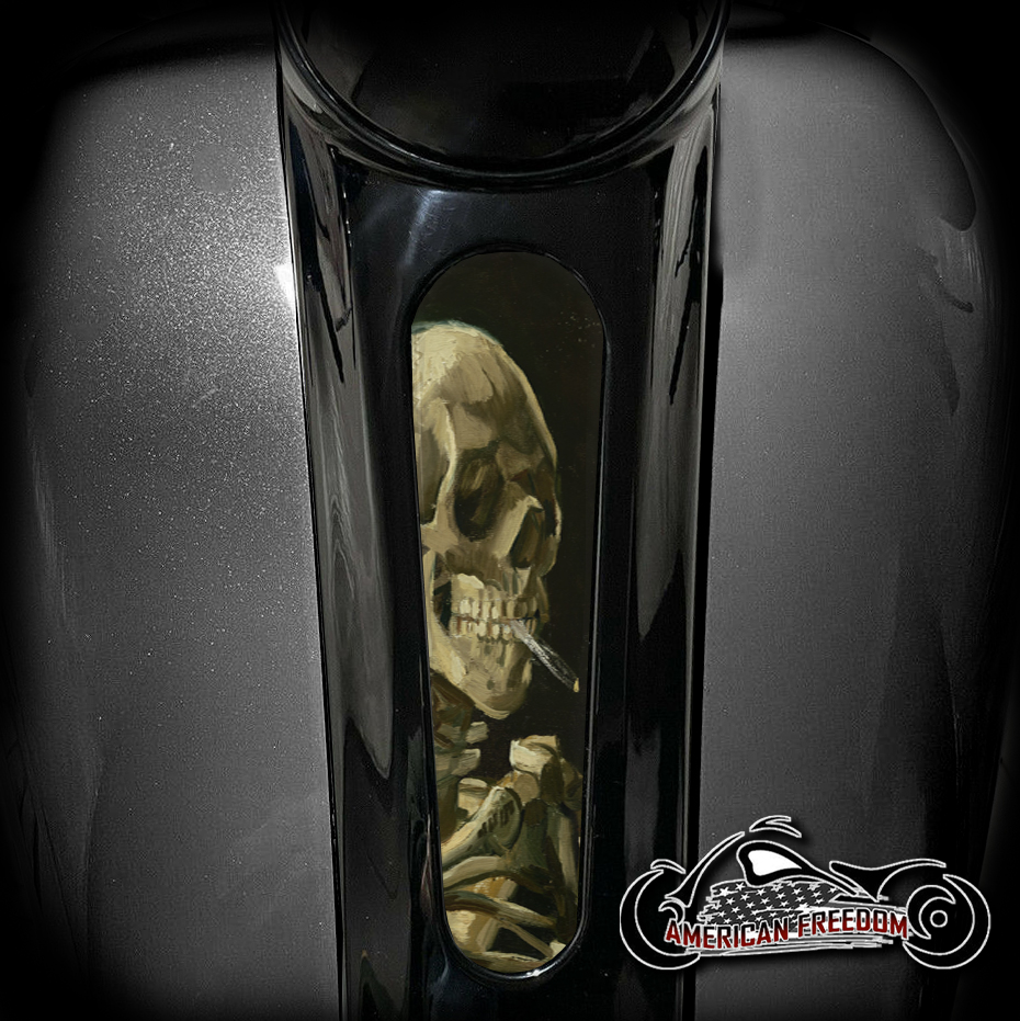 Harley 8 Inch Dash Insert - Smoking Skull